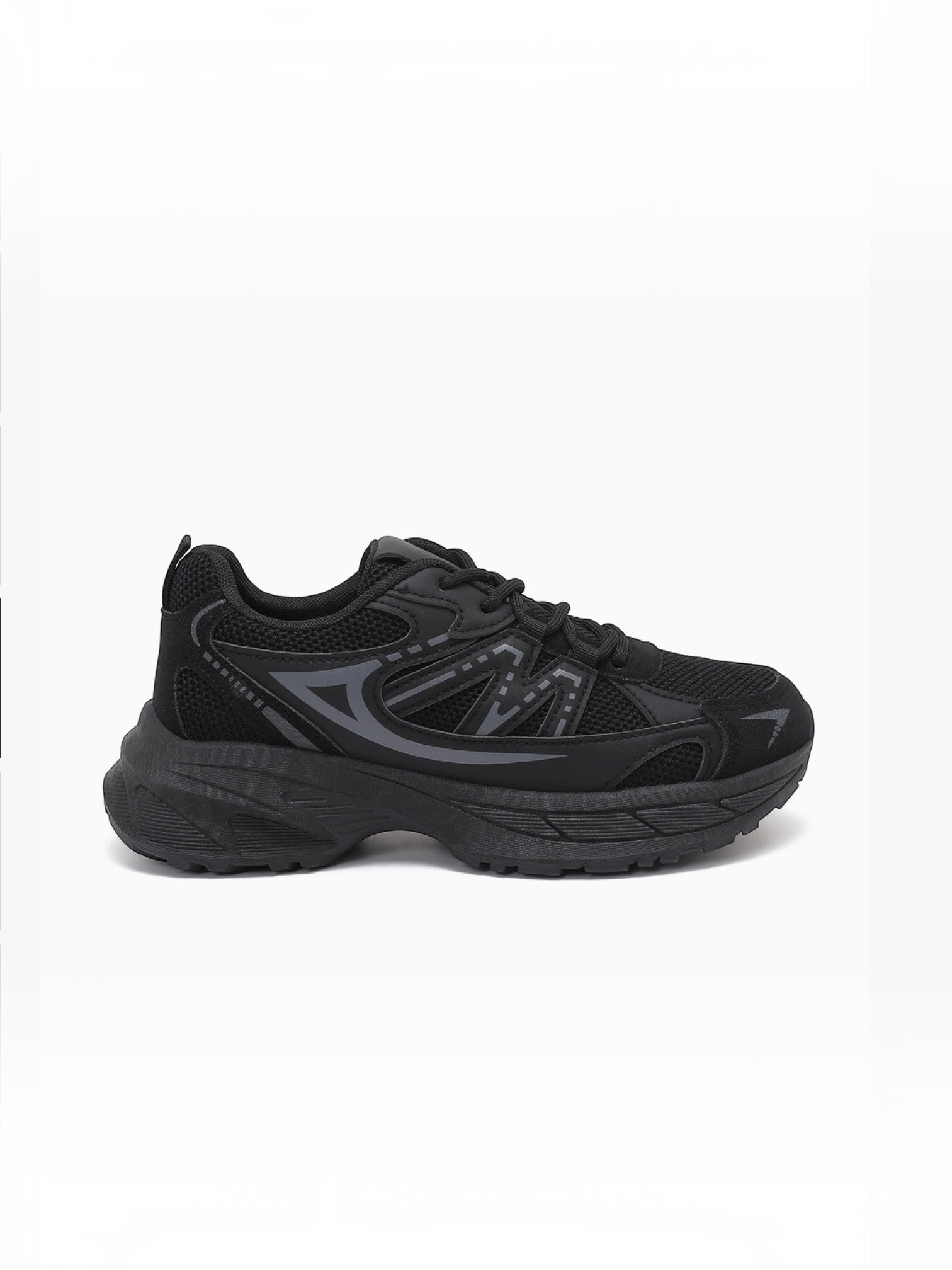 BROCK JOIA women's black chunky sole sneakers in breathable mesh and synthetic leather for a sporty casual look