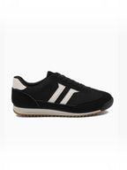 BROCK JOIA low-top sneakers in black synthetic material with white contrast side stripes and a textured sole
