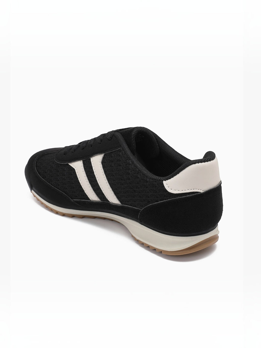 BROCK JOIA low-top sneakers in black synthetic material with white contrast stripes and a thick lugged sole