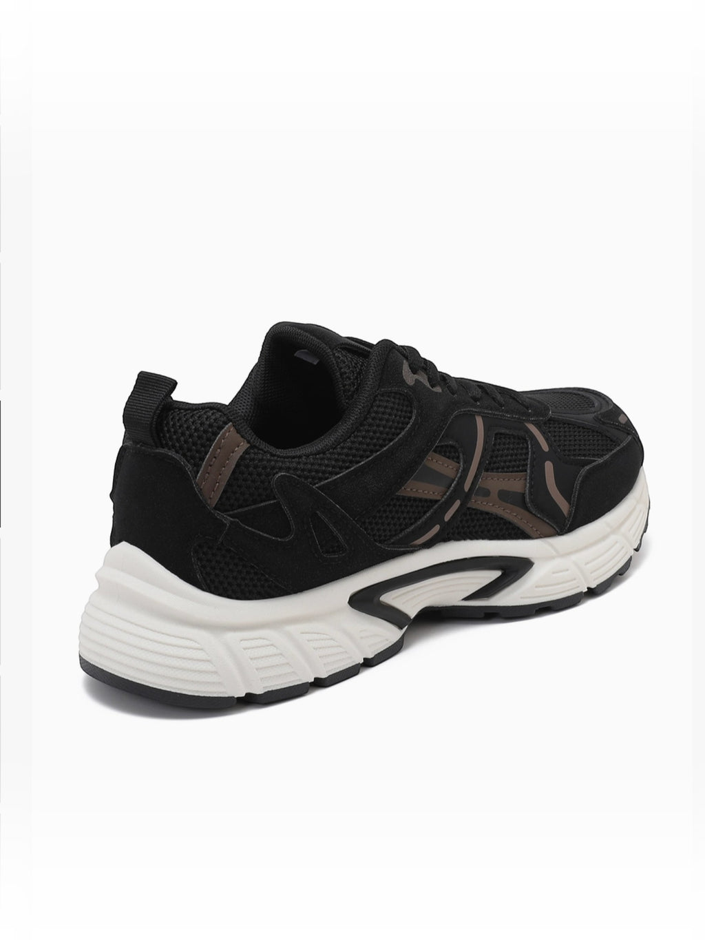 BROCK JOIA women's black mesh running sneakers with thick white cushioned sole and synthetic overlays