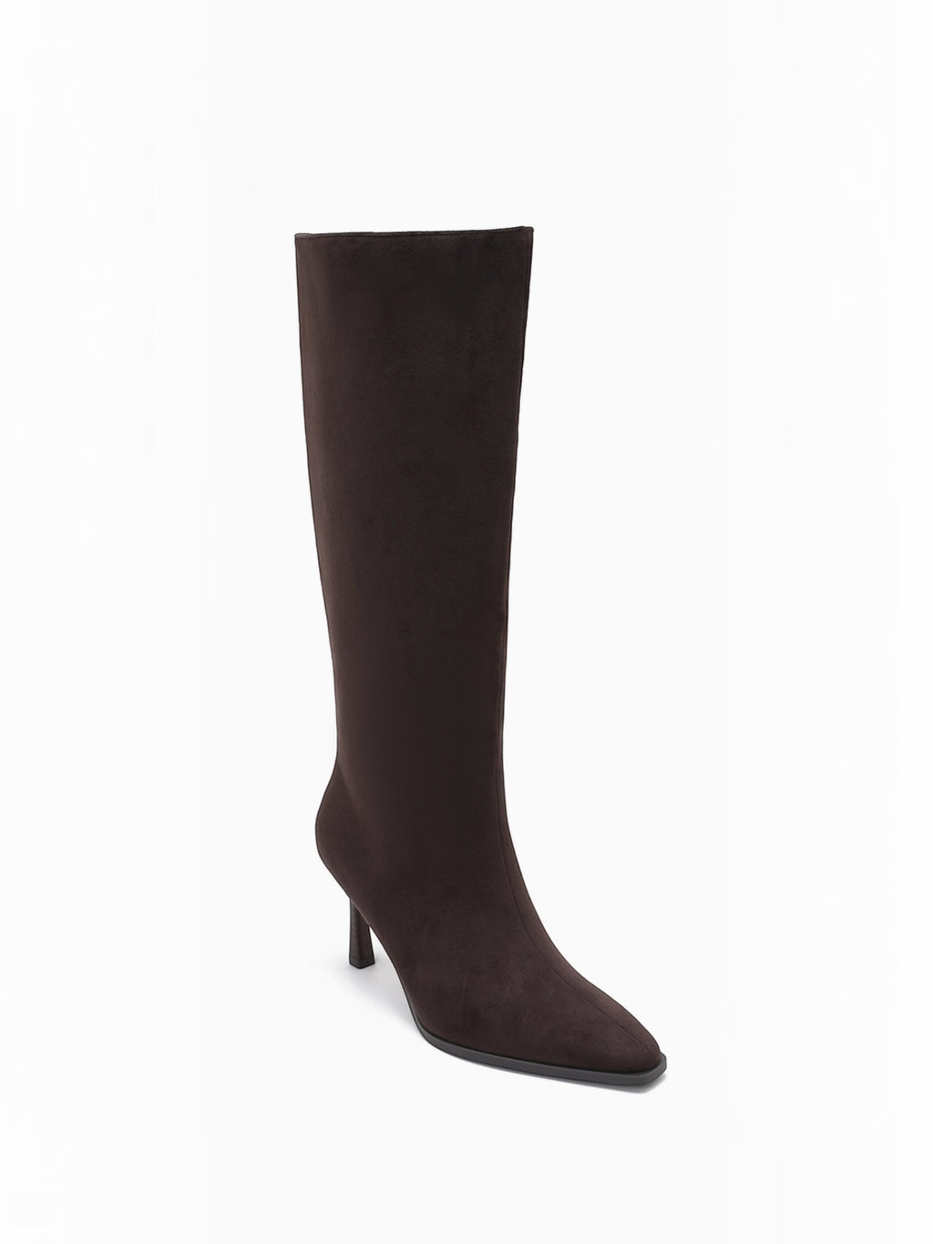 BROCK JOIA dark brown synthetic knee-high boots with a pointed toe and 8cm stiletto heel