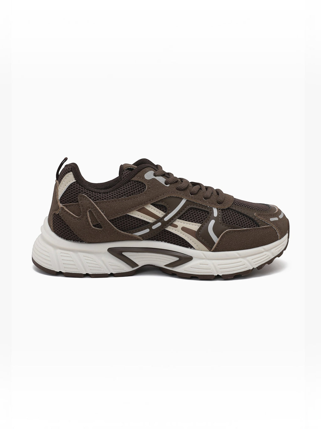BROCK JOIA women's brown mesh running sneakers with thick cushioned soles and synthetic overlays