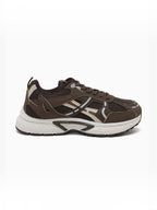BROCK JOIA women's brown mesh running sneakers with thick cushioned soles and synthetic overlays