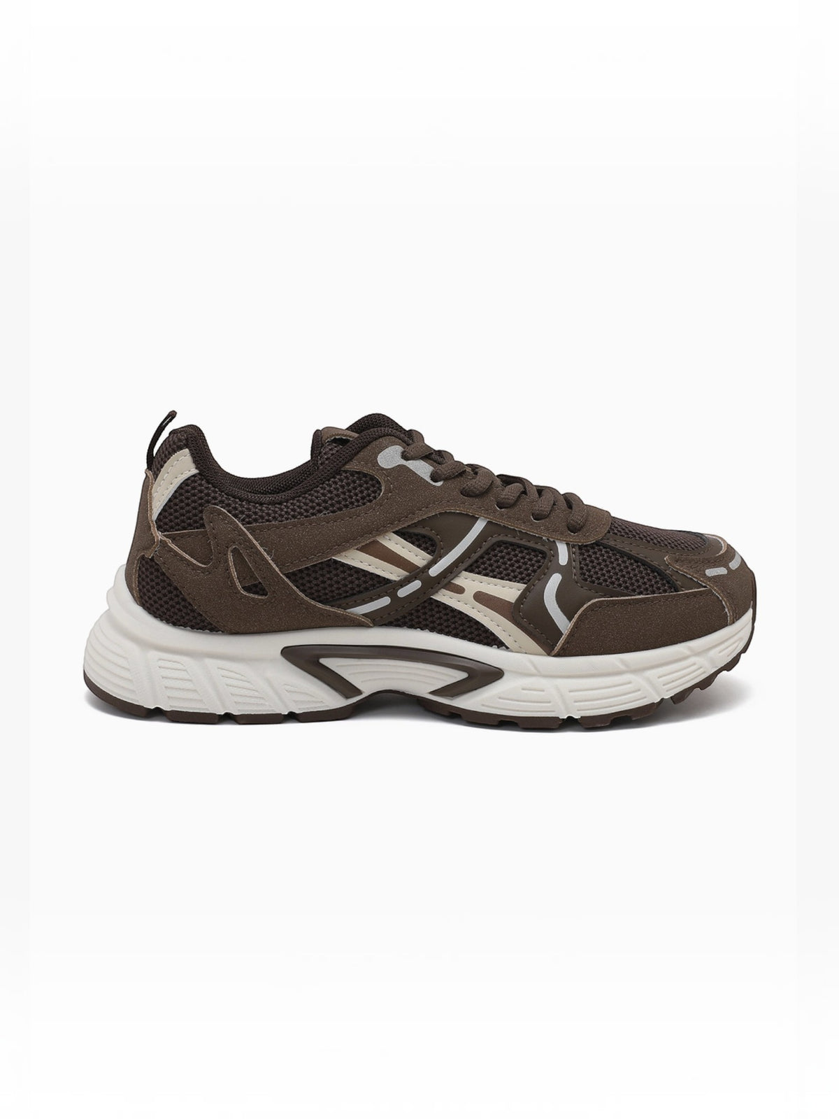BROCK JOIA women's brown mesh running sneakers with thick cushioned soles and synthetic overlays