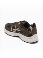 BROCK JOIA women's brown mesh running sneakers with thick cushioned soles and synthetic contrast detailing