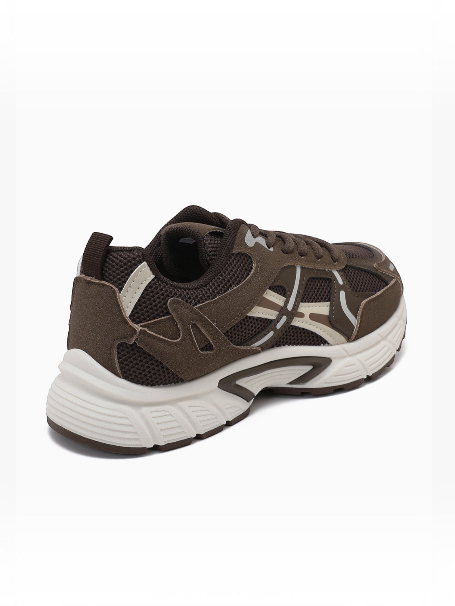 BROCK JOIA women's brown mesh running sneakers with thick cushioned soles and synthetic overlays