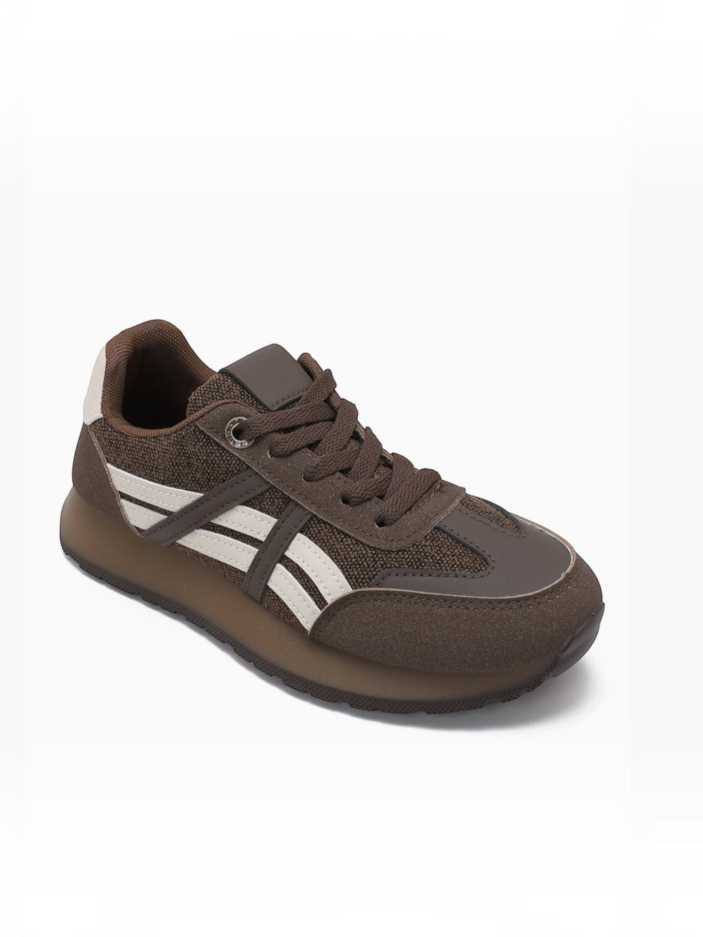 BROCK JOIA women's brown running lifestyle sneakers with contrasting side panels and a lightweight sole
