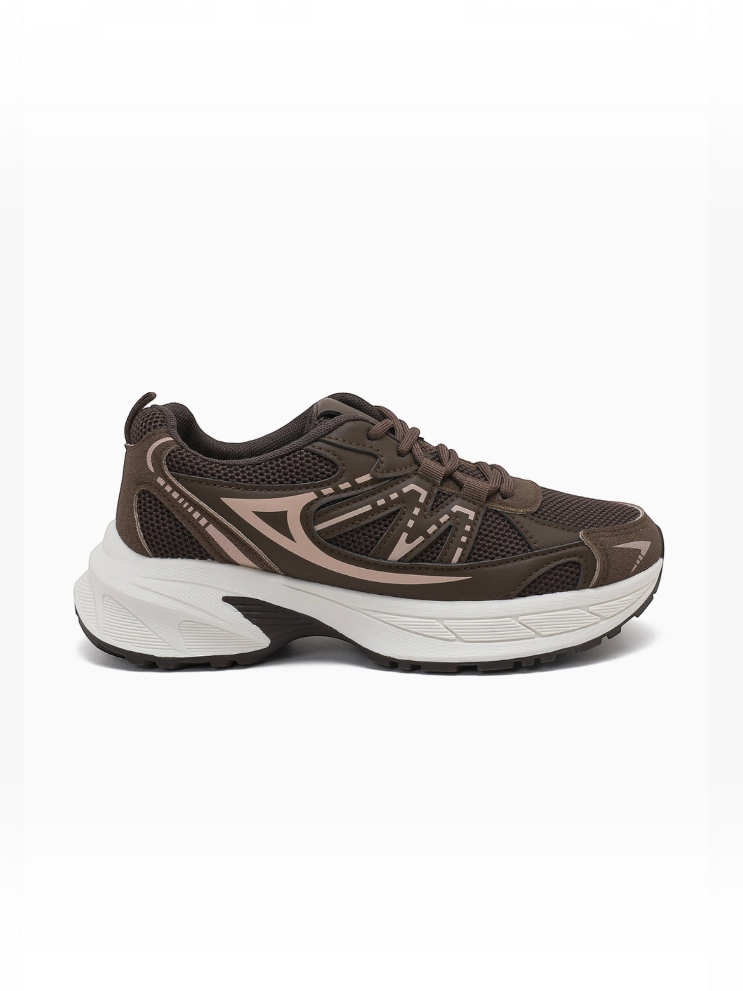 BROCK JOIA women's brown mesh and synthetic sport chic sneakers with a thick white cushioned sole
