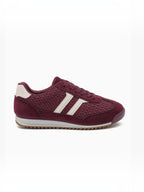BROCK JOIA low-top sneakers in burgundy synthetic material with cream contrast stripes and a textured side panel