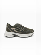 BROCK JOIA women's olive green mesh and synthetic sneakers with a thick white platform sole for casual wear