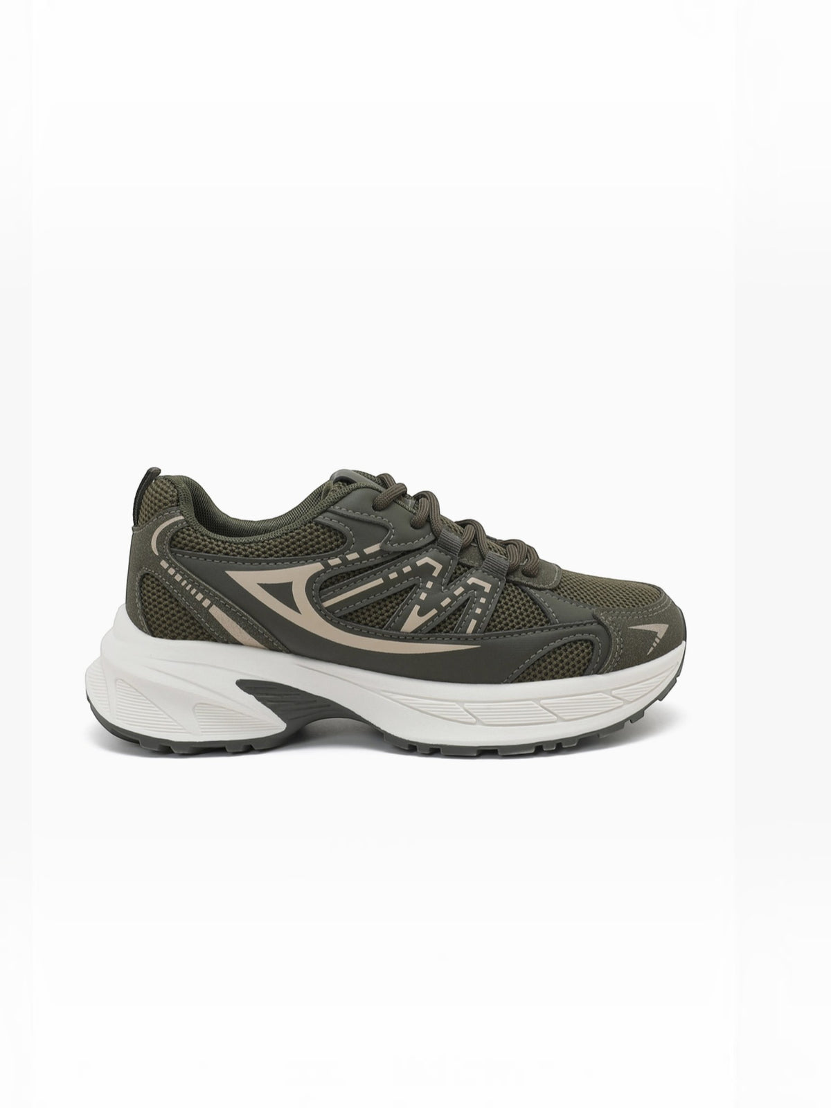 BROCK JOIA women's olive green mesh and synthetic sneakers with a thick white platform sole for casual wear