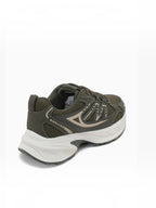 BROCK JOIA women's olive green mesh and synthetic leather sneakers with a thick white platform sole