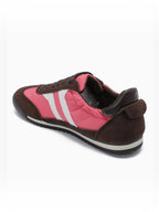 BROCK JOIA vintage style running sneakers in pink and brown with white side stripes and a comfortable sole