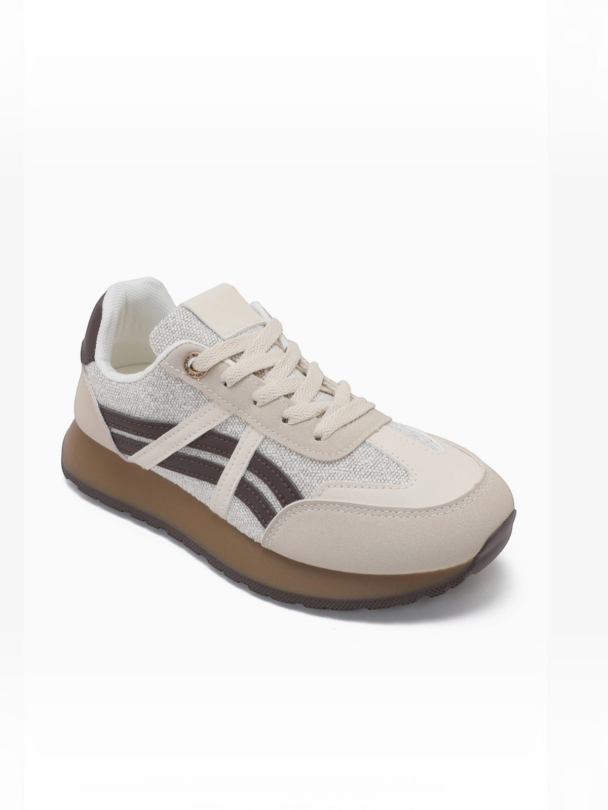 BROCK JOIA women's beige and brown lifestyle running sneakers with synthetic panels and a lightweight sole