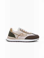 BROCK LADY GLORY running sneakers featuring beige lace, brown suede accents, and a signature embroidered heart design.