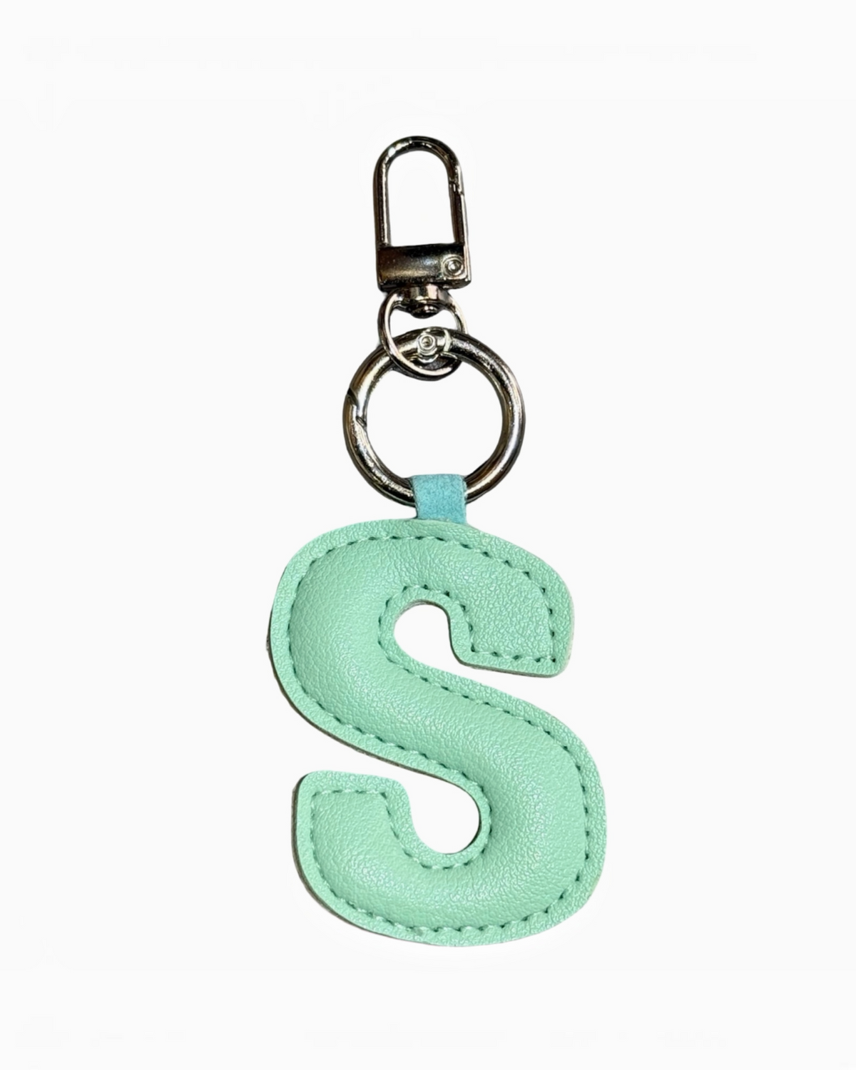 Charm bijou de sac BROCK LOUISA LEE en forme de lettre S vert menthe en cuir avec mousqueton en acier