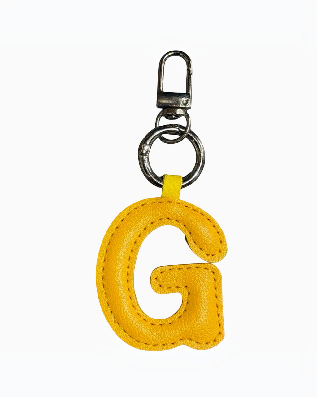 Charm bijou de sac BROCK LOUISA LEE en forme de lettre G jaune en tissu avec mousqueton en acier