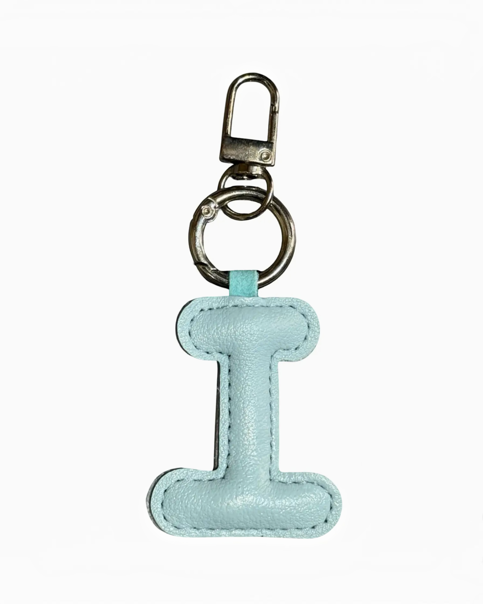 Charm bijou de sac BROCK LOUISA LEE en forme de lettre I bleu clair en cuir avec mousqueton en acier