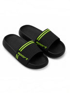 BROCK men's black and neon green waterproof slide sandals with perforated strap and non-slip sole