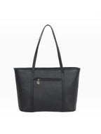 BROCK MIA LAROUGE black structured university shoulder bag with adjustable straps and exterior zipper pocket