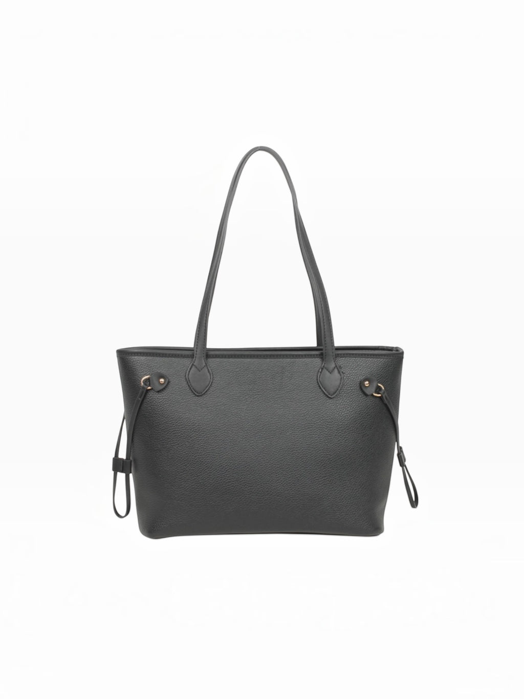 BROCK MIA LAROUGE black pebbled leather shoulder bag with adjustable straps and minimalist design