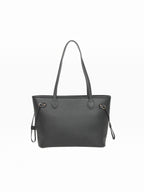 BROCK MIA LAROUGE black pebbled leather shoulder bag with adjustable straps and minimalist design