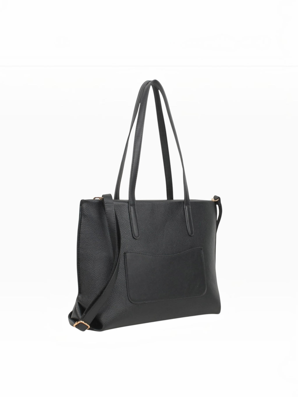 BROCK MIA LAROUGE black leather university shoulder bag with adjustable strap and multiple compartments