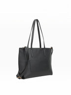 BROCK MIA LAROUGE black leather university shoulder bag with adjustable strap and multiple compartments