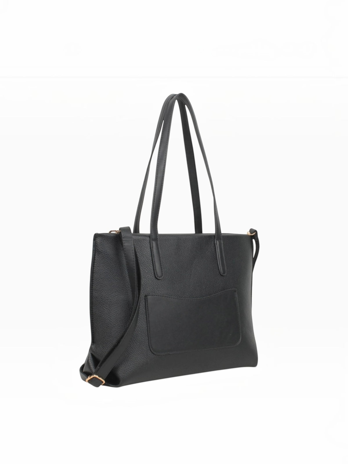 BROCK MIA LAROUGE black leather university shoulder bag with adjustable strap and multiple compartments