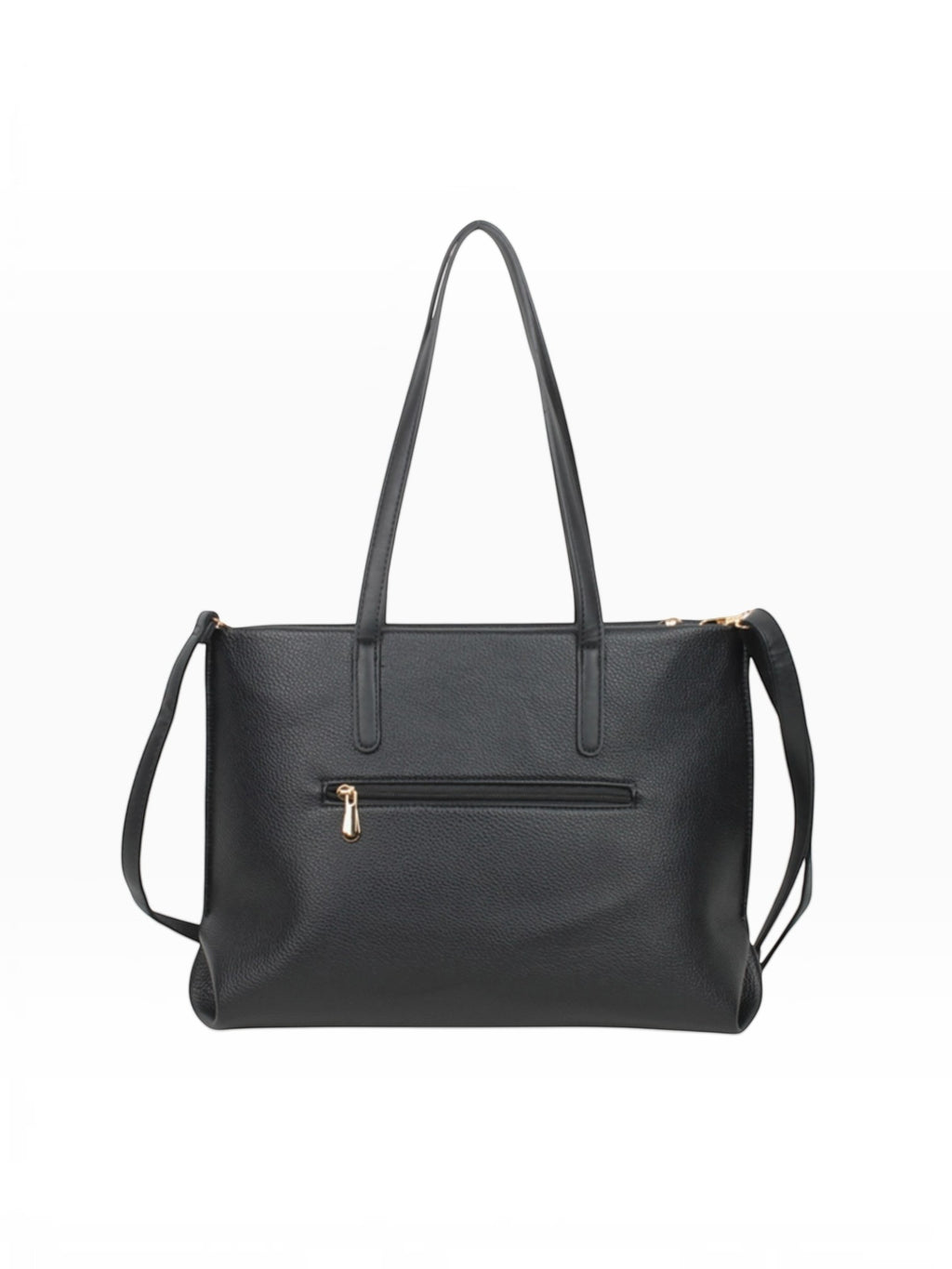BROCK MIA LAROUGE black pebbled leather university shoulder bag with gold zipper and adjustable strap