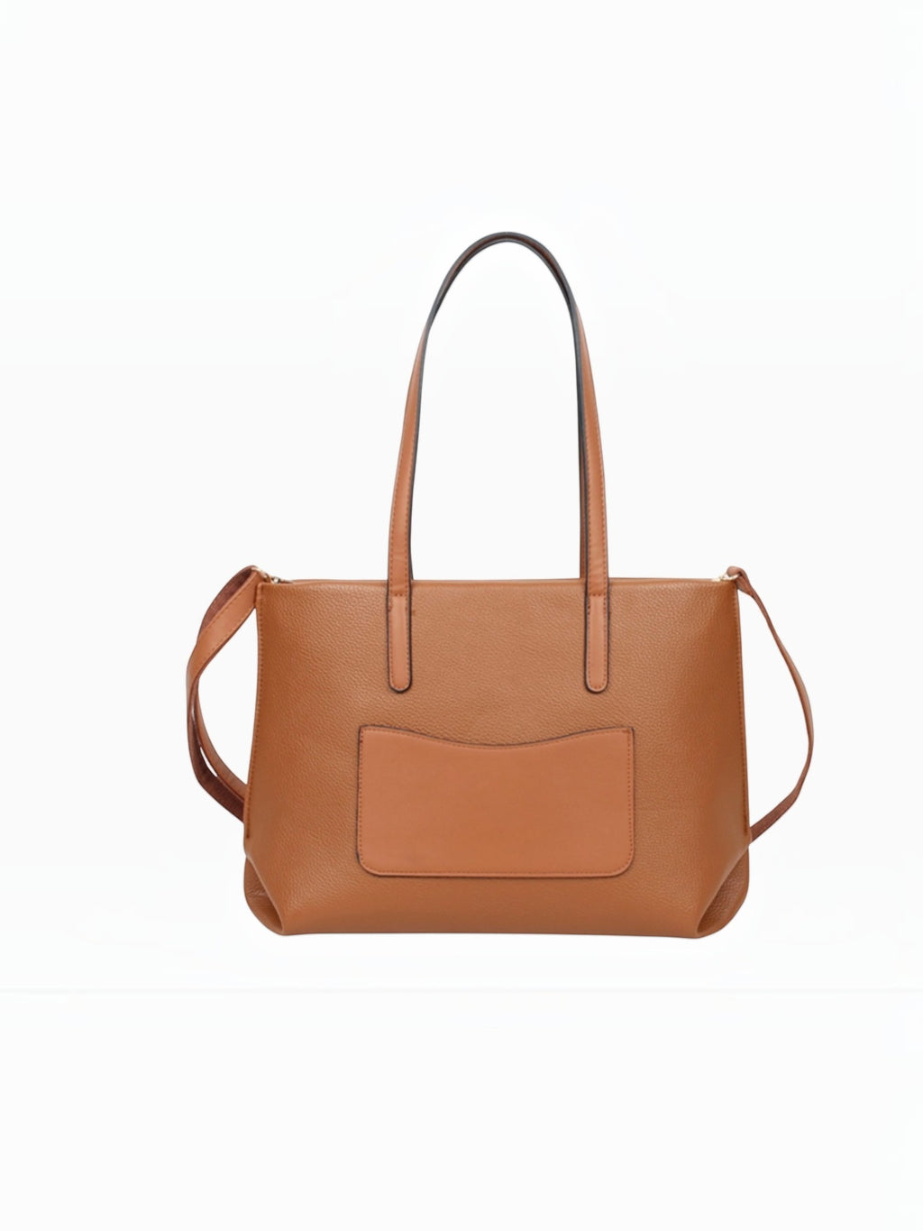 BROCK MIA LAROUGE tan leather shoulder bag with adjustable strap and multiple compartments for daily use