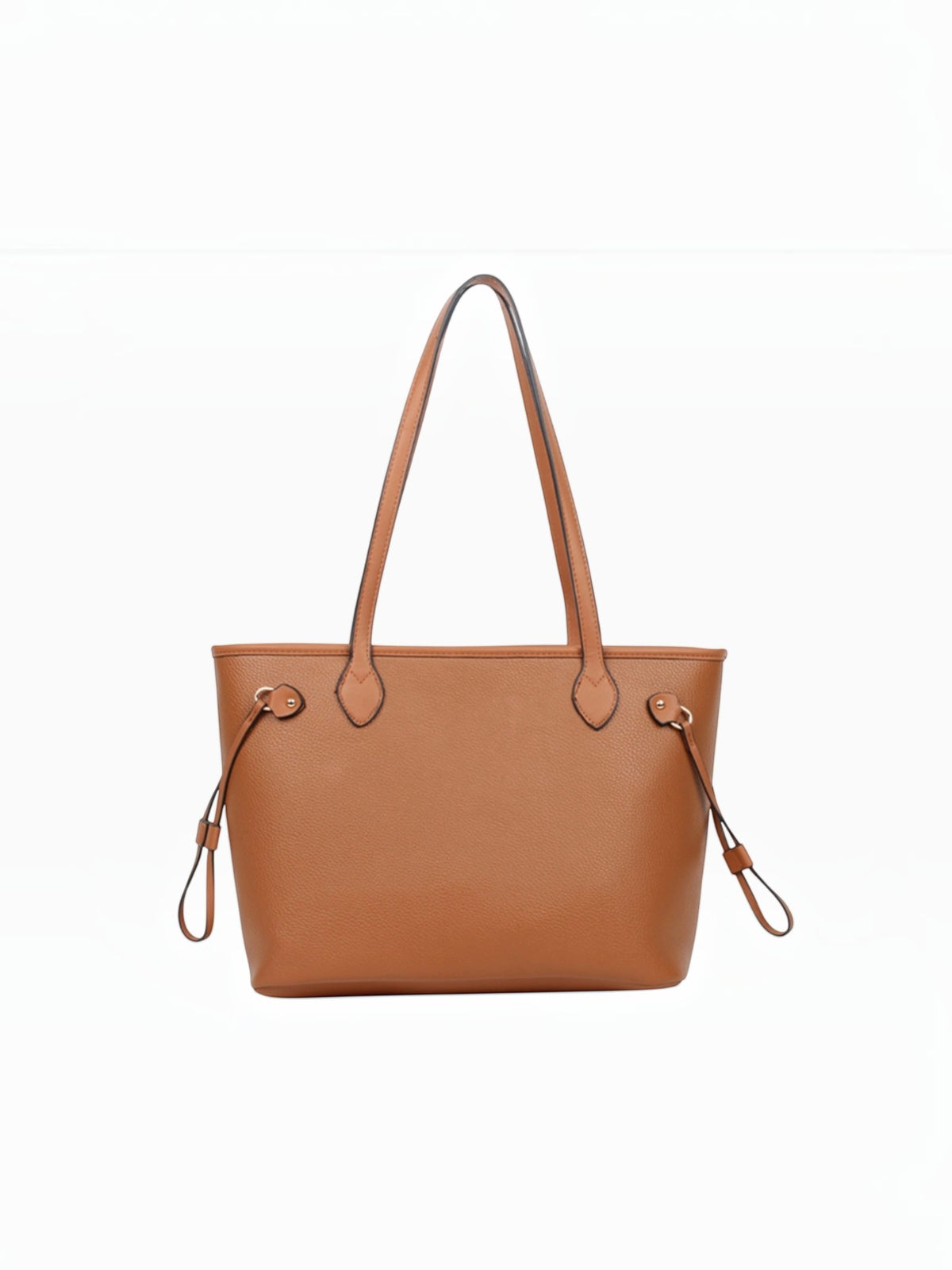 BROCK MIA LAROUGE tan leather shoulder bag with adjustable side straps and a clean minimalist design