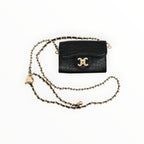 BROCK mini black crocodile-effect crossbody bag with gold chain strap and C.Clo logo hardware