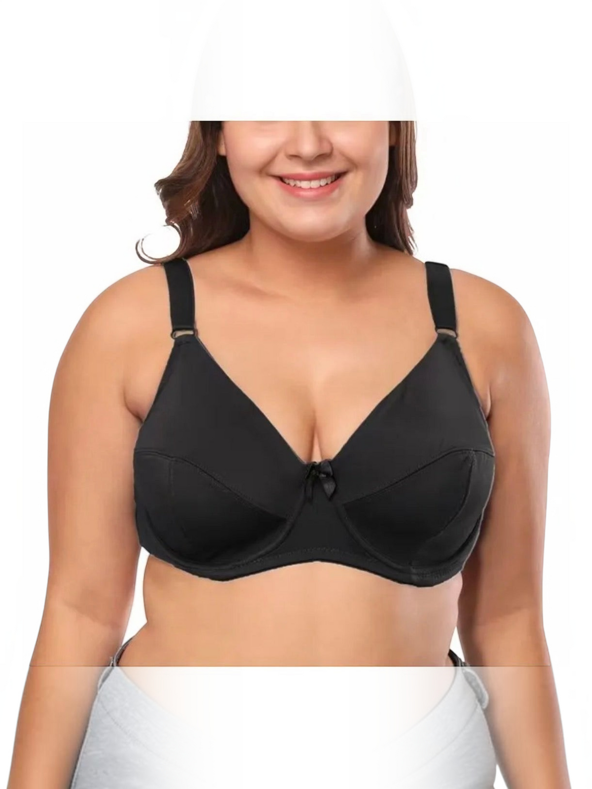 BROCK plus size black underwire bra with non-padded cups and adjustable straps for optimal support