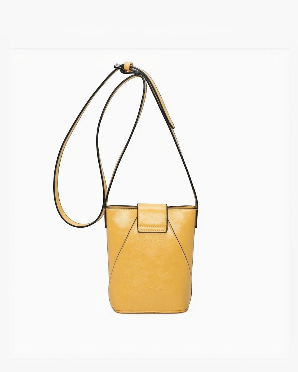 Pochette bandoulière jaune en PU, fermeture zippée et rabat, par INES DELAURE
