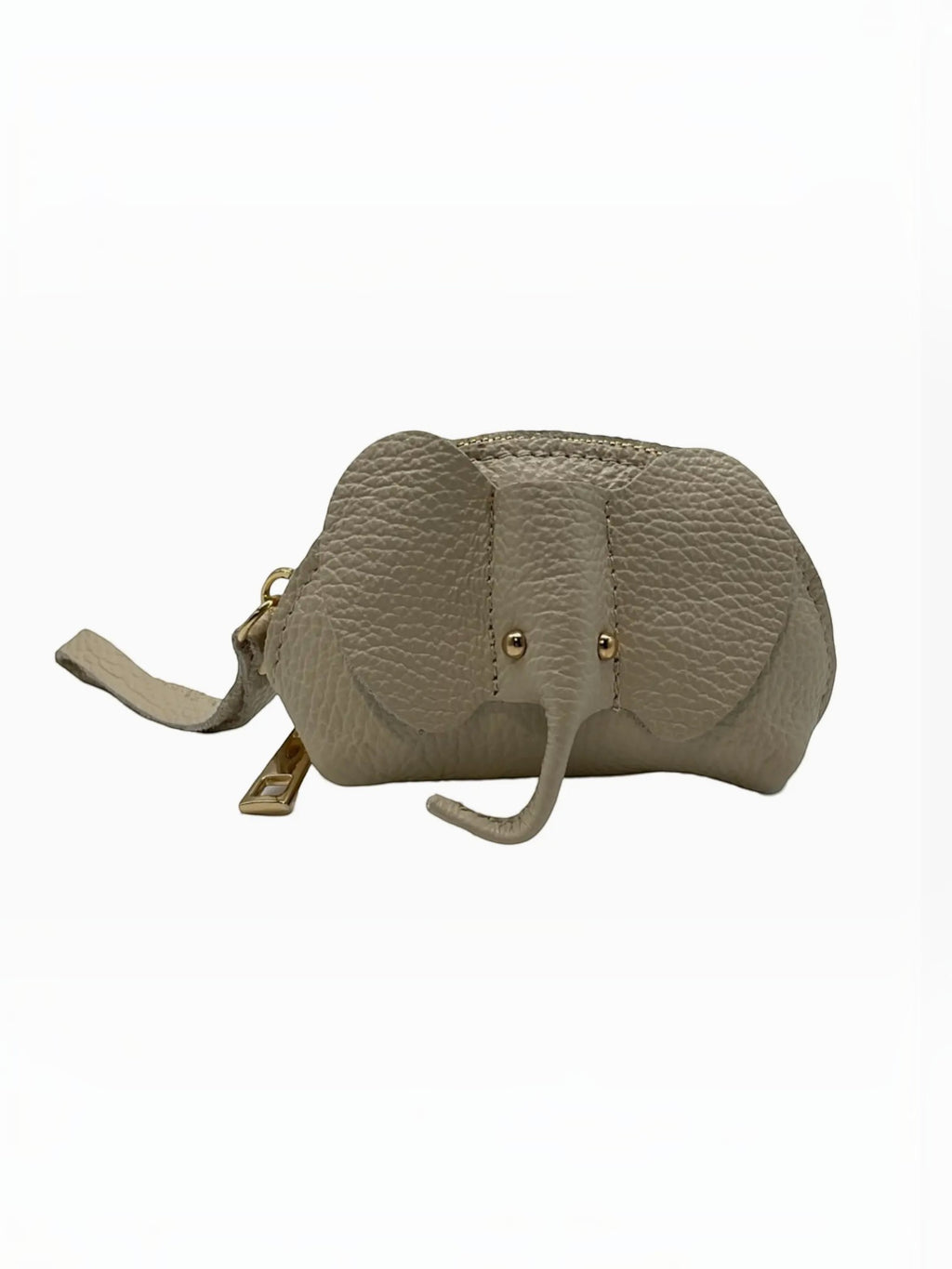 Porte-monnaie BROCK en cuir de vachette beige texturé façon éléphant, fabriqué à la main en Italie.