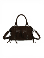 Sac à main BROCK GALLANTRY en velours côtelé marron avec détails métalliques argentés et bandoulière ajustable