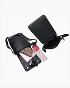 BROCK Sacoche homme en cuir synthétique noir, compartiment principal spacieux, poche zippée arrière, fermeture magnétique. Idéal pour le travail ou les sorties.
