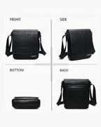 Sacoche homme Gallantry BROCK en cuir synthétique noir, bandoulière réglable, fermeture rabat magnétique, poche zippée arrière.