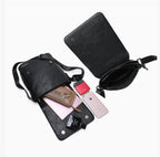 BROCK Sacoche homme en cuir synthétique noir, compartiment principal spacieux, poche zippée arrière, fermeture magnétique. Idéal pour le travail ou les sorties.