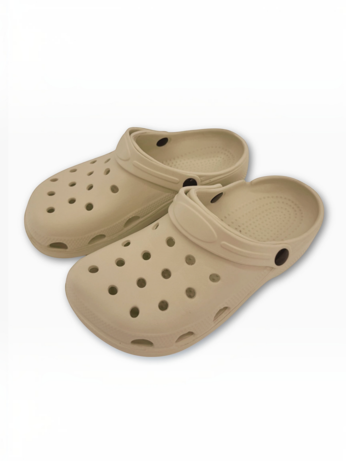 BROCK SUNSEA beige EVA clogs with breathable perforations and non-slip soles for summer comfort.