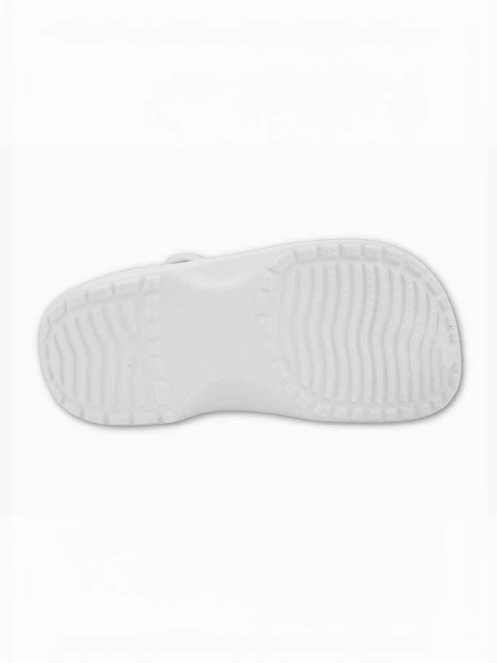BROCK SUNSEA white synthetic clog showing the textured non-slip sole pattern