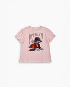 BROCK T-shirt rose en coton pour femme avec imprimé chien stylé "Pawrazzi" et lunettes.