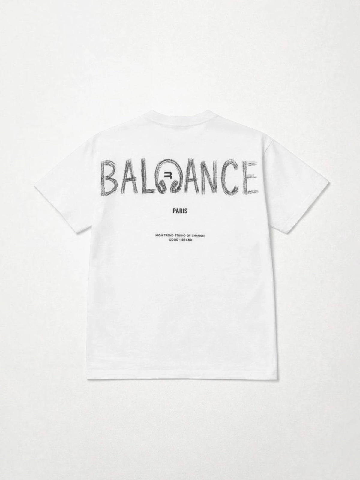 BROCK white cotton t-shirt with a black graphic typographic print on the back, featuring a modern urban style.