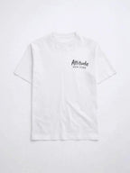 BROCK white cotton t-shirt for men with minimalist Attitude New York graphic on the chest and crew neck