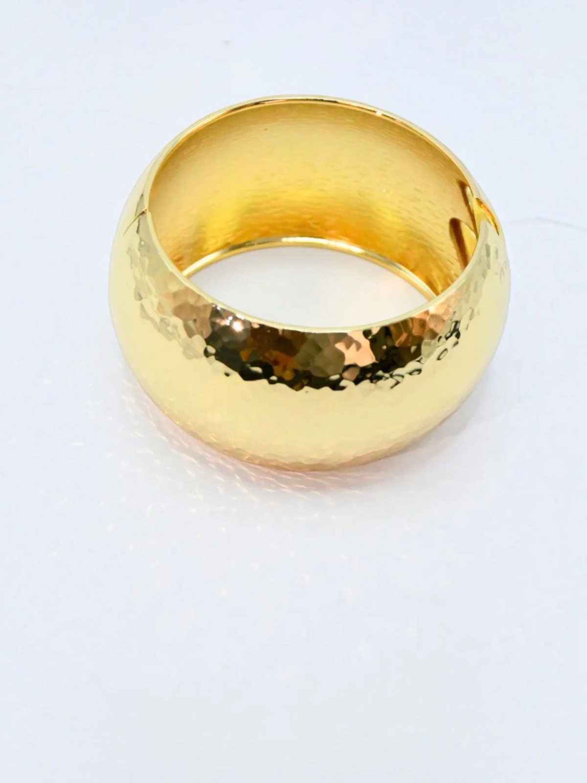 BROCK wide gold-tone brass cuff bracelet with a hammered texture finish for a statement look
