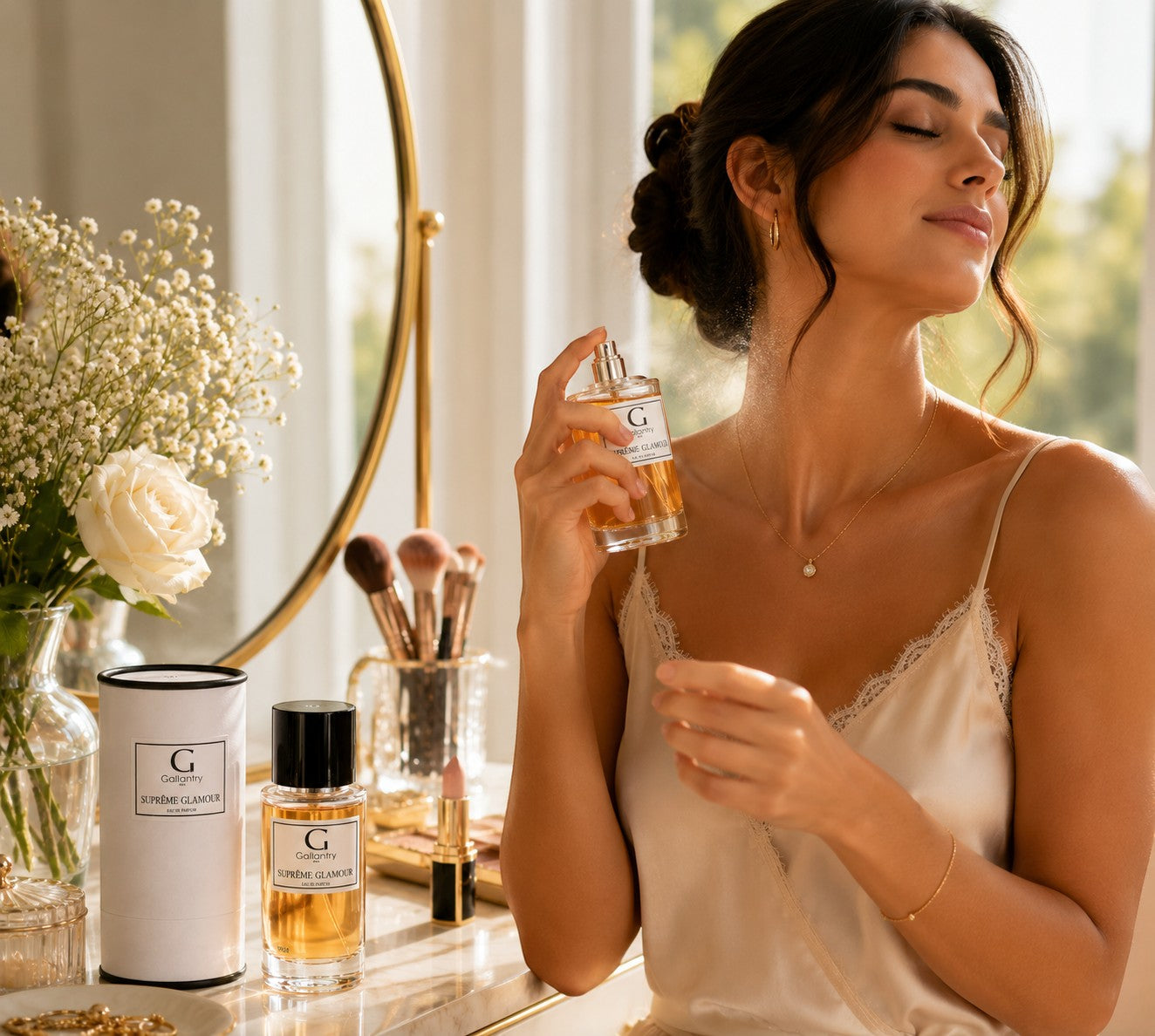 Parfum Suprême Glamour GALLANTRY

"Suprême Glamour" est une eau de parfum ambrée et florale, conçue pour les femmes et les hommes qui recherchent une fragrance raffinée et intemporelle. Une création GALLANTRY