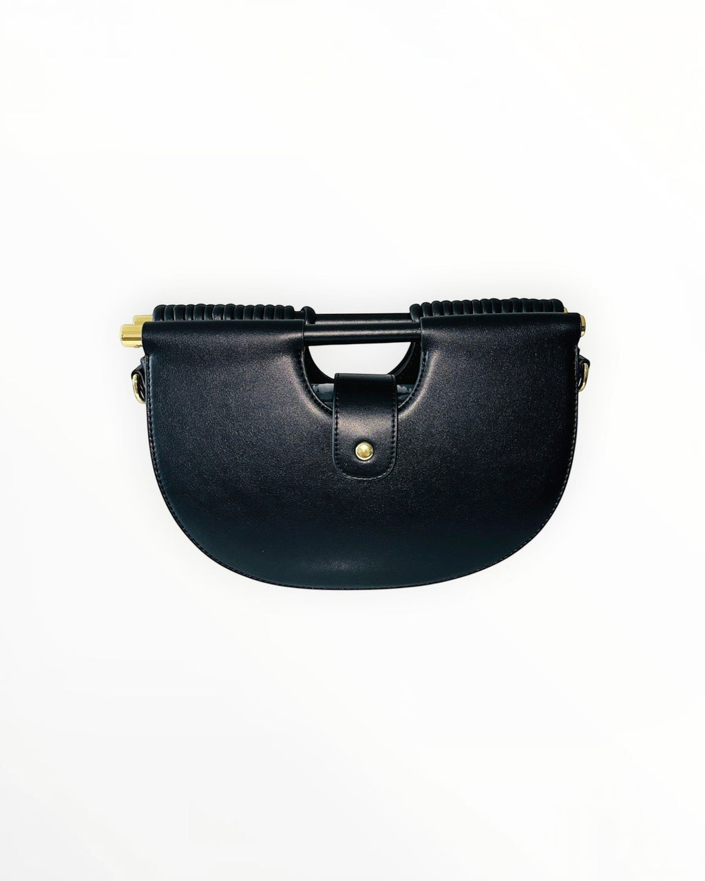 Sac à main noir Design GALLANTRY en simili cuir avec anse rigide et fermoir doré.