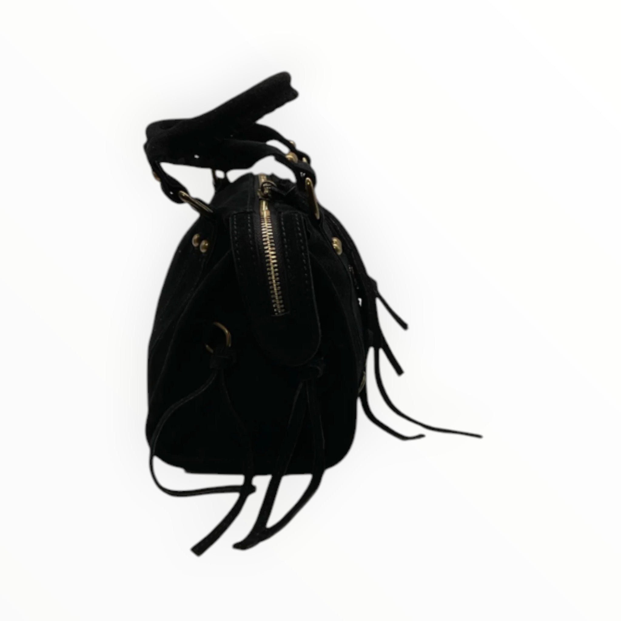 Sac Cuir Suédé Clouté Franges Capucine S LOUISA LEE - Sacs - LOUISA LEE