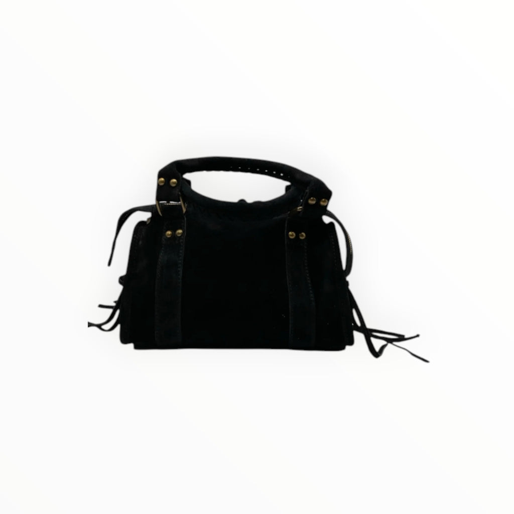 Sac Cuir Suédé Clouté Franges Capucine S LOUISA LEE - Sacs - LOUISA LEE